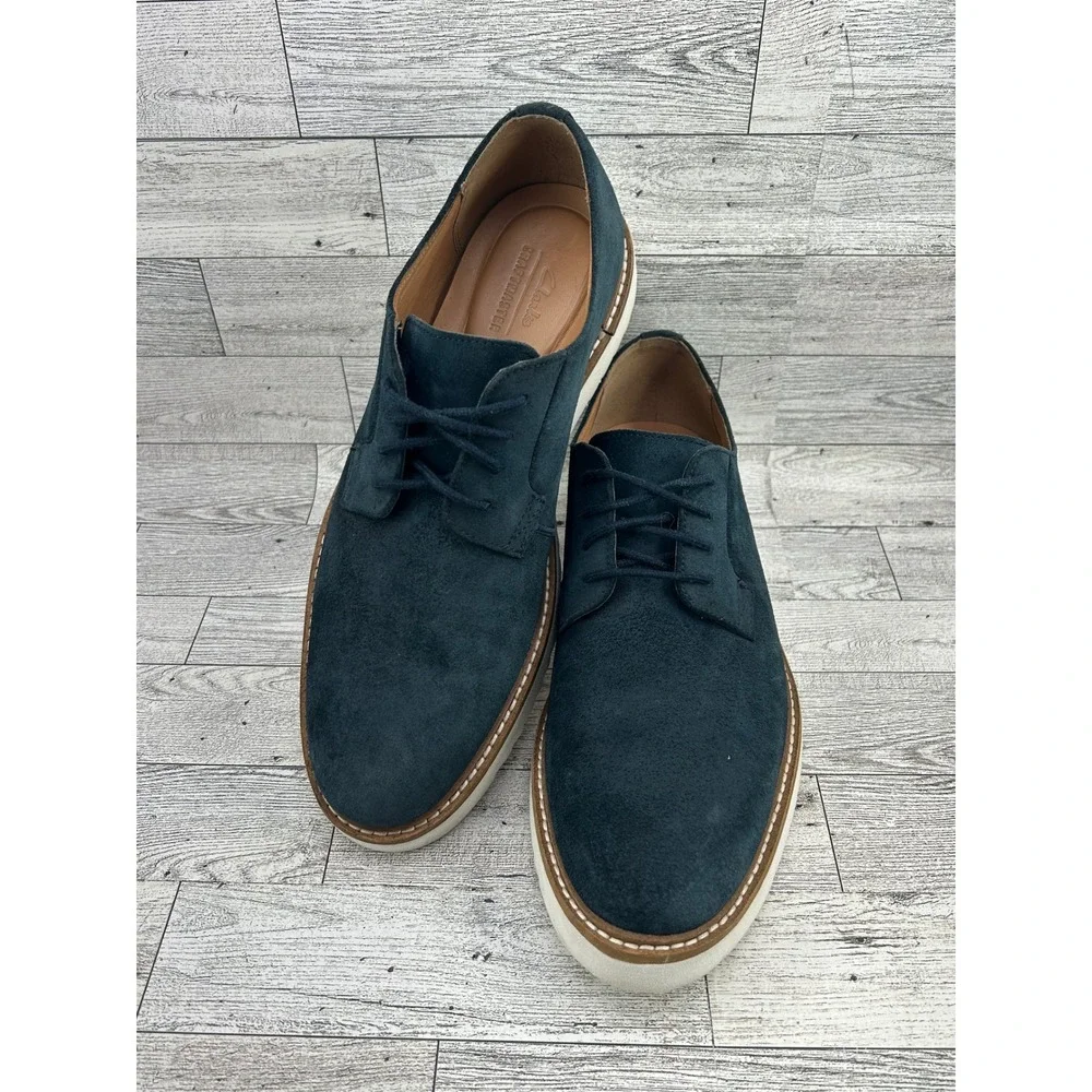 Clarks Craftmaster Mens Navy‎ Suede Derby Shoes Lace Up Casual Dress Size 8M